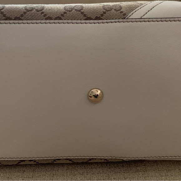 NWT authentic Gucci Brit bag beige canvas fabric tote bag 169946 w dust bag - Picture 7 of 8